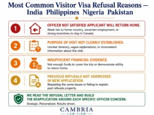 Most common visitor visa refusal reasons Canada 2026 for applicants from India Philippines Nigeria Pakistan