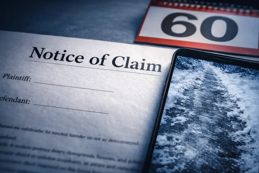 What is the 60-Day Notice Rule for a Slip and Fall on Ice in Ontario?