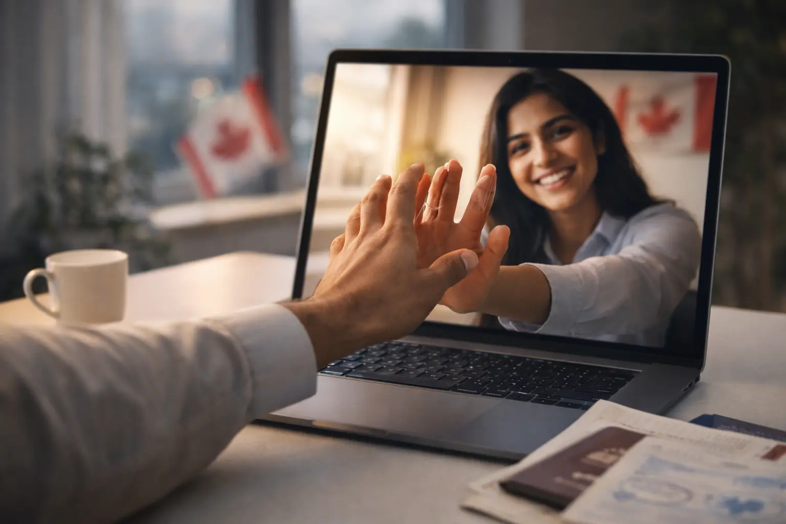 Couple separated by distance reuniting through Canada spousal sponsorship process 2026 — immigration lawyer Mississauga