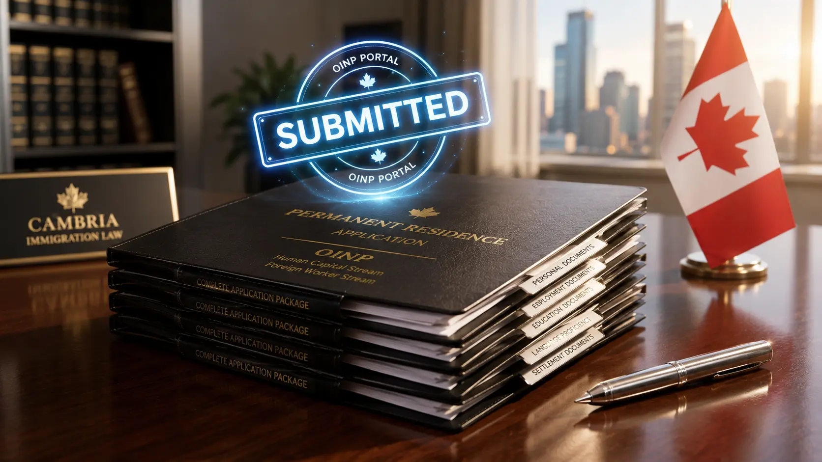A stack of submitted permanent residence applications for the 2026 TR to PR pathway in Canada.