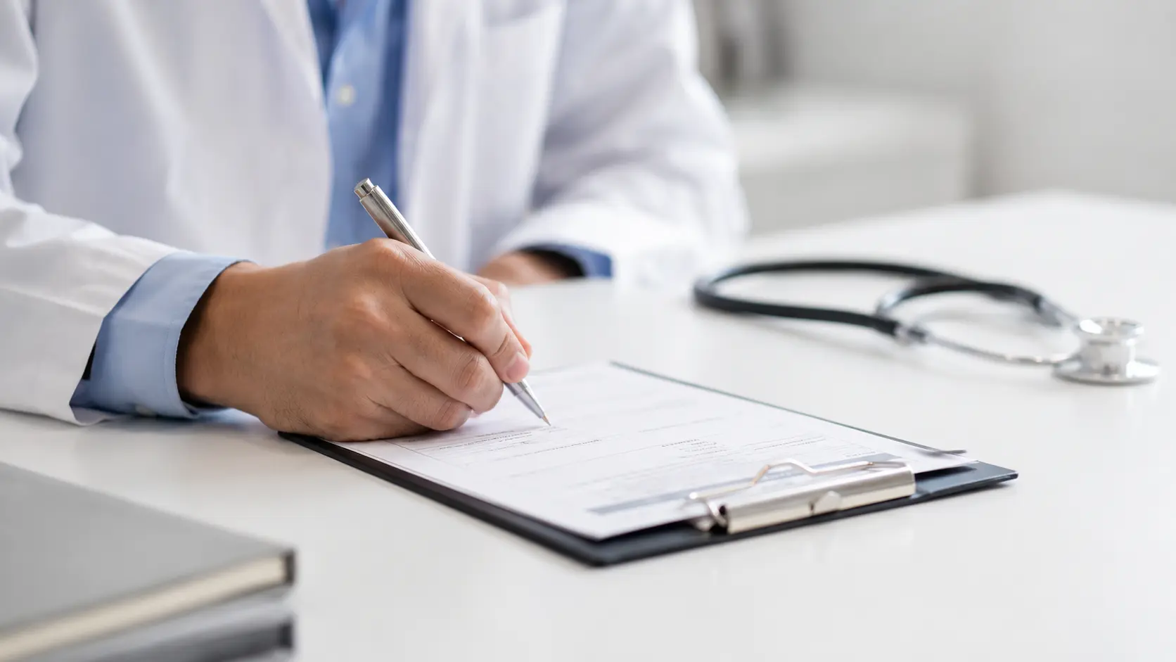 Person reviewing accident benefits documents related to Minor Injury Guideline classification in Ontario