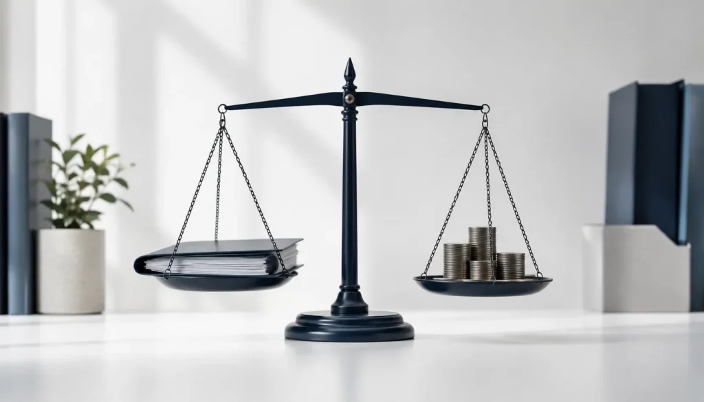 Balanced scale representing the interaction between long-term disability benefits and a personal injury claim in Ontario
