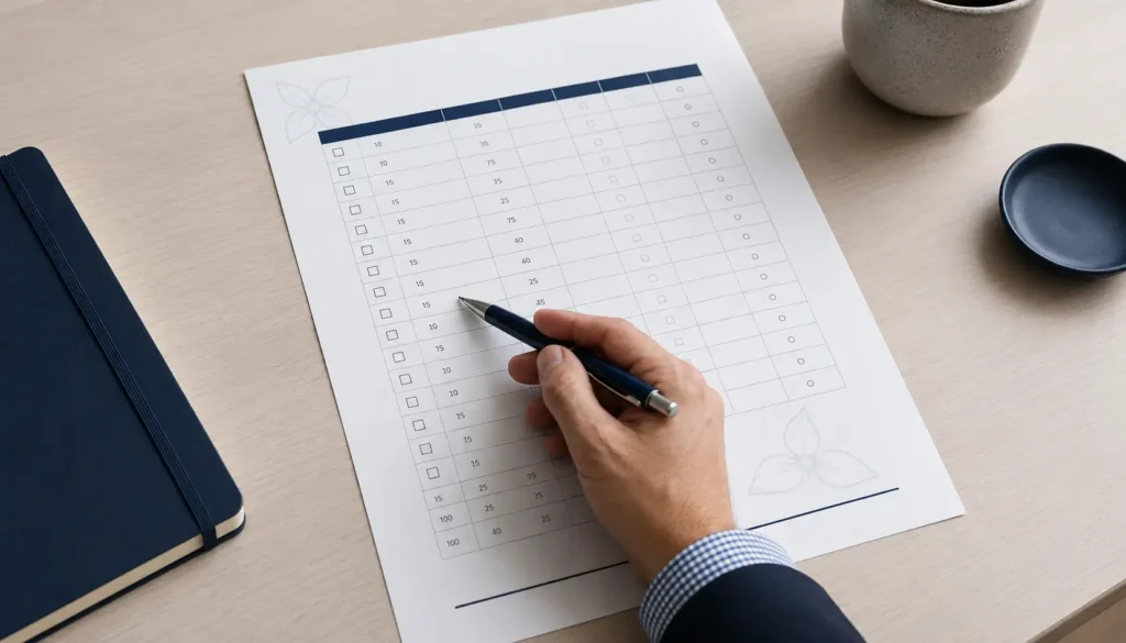 Professional reviewing the Ontario Workforce Priority Stream 130-point EOI scoring grid for the OINP provincial nomination program in 2026