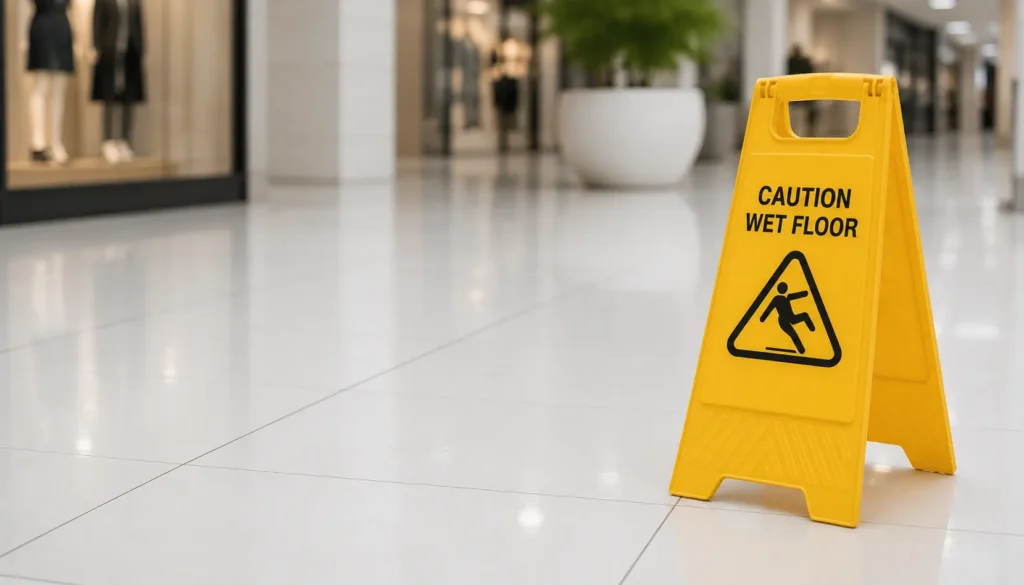 Person on the ground after a slip and fall accident on a wet floor in Ontario reviewing their legal options