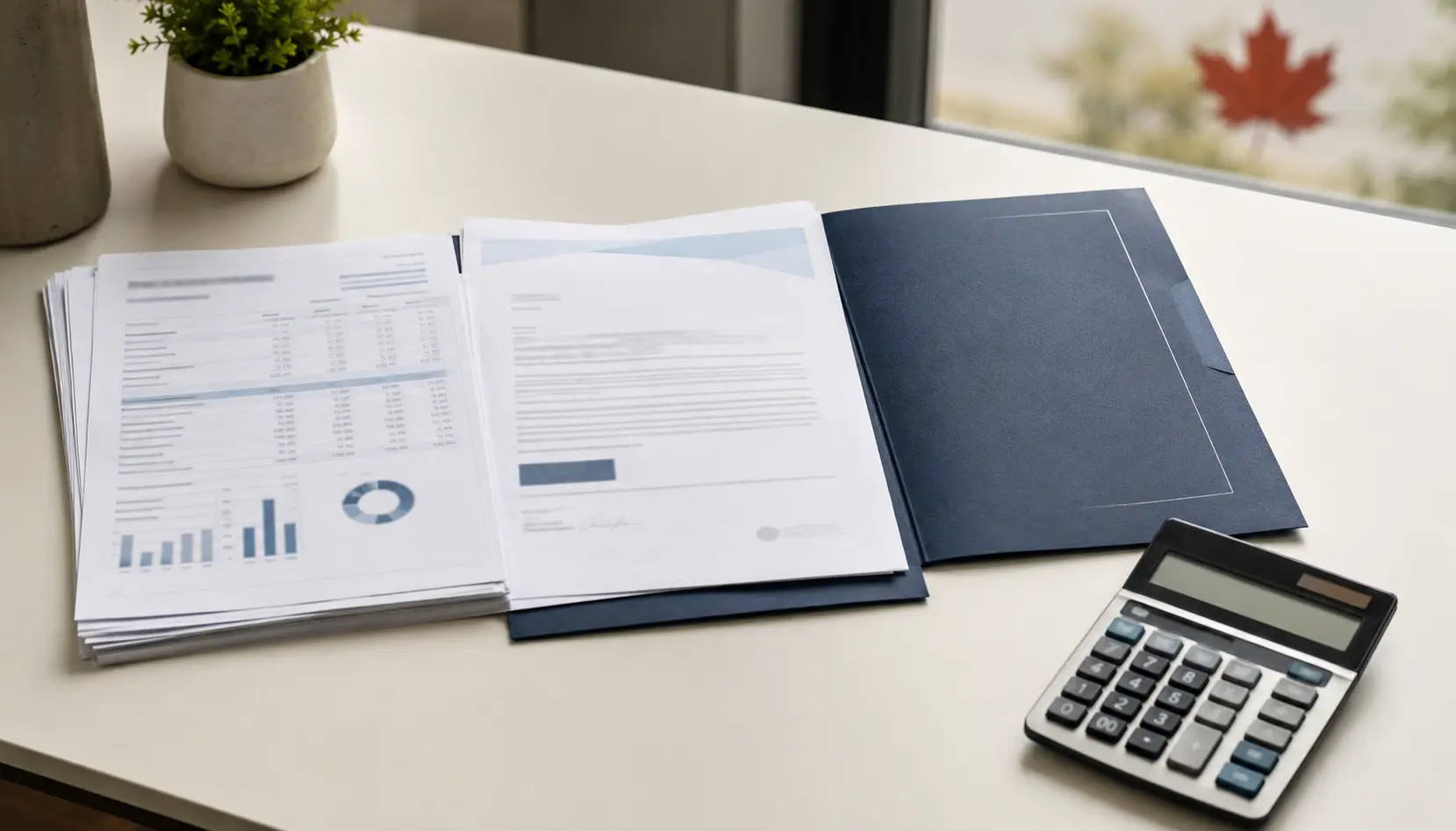 Organized financial documents including bank statements and a letter of acceptance on a clean desk representing Canada study permit proof of funds requirements updated July 2026